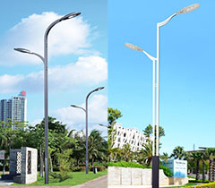 方管雙桿高低臂路燈桿