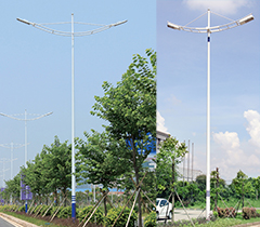 錐桿云帆型平行雙懸挑臂路燈桿