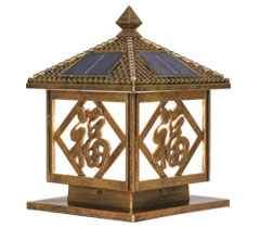 高檔福字太陽能墻頭燈